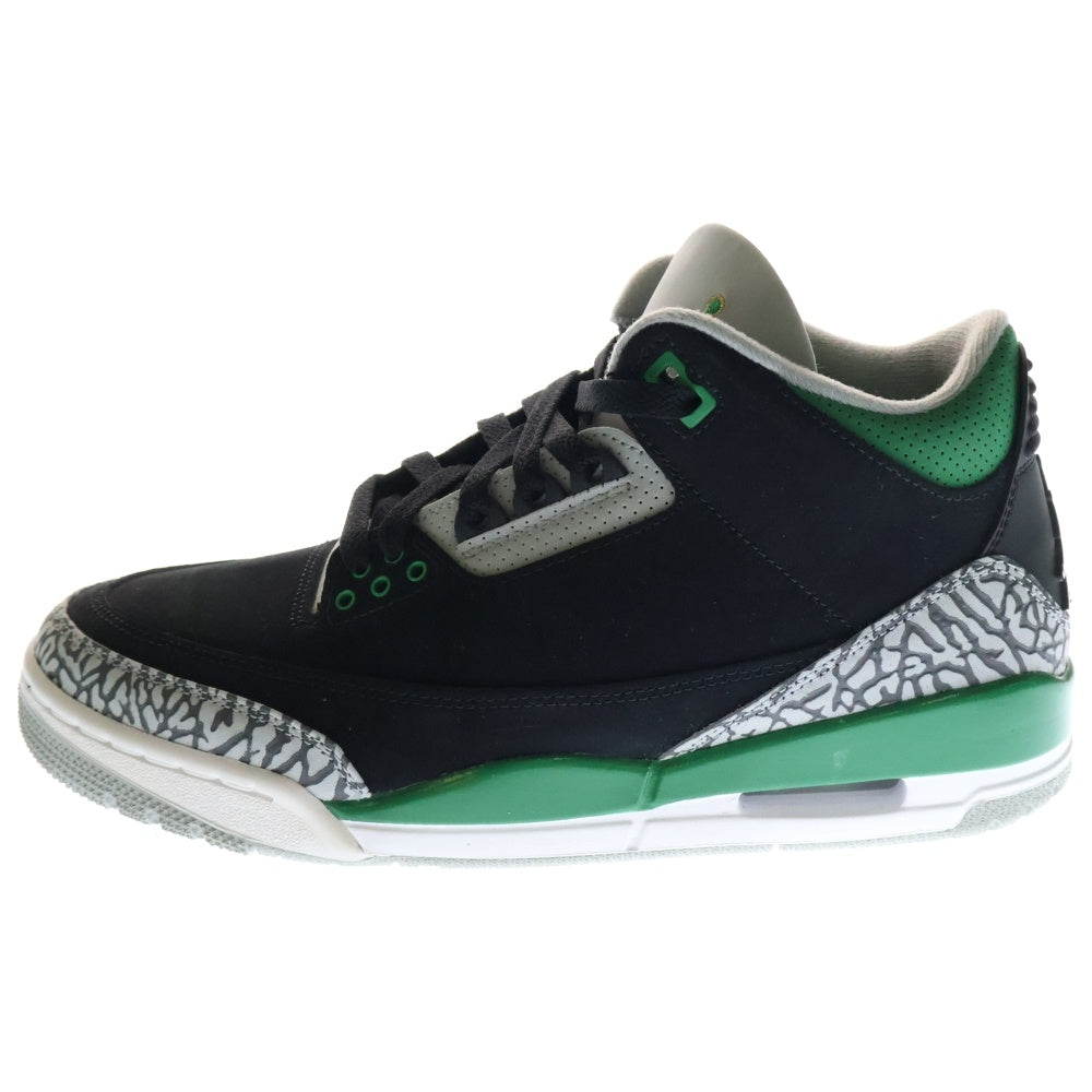 NIKE(ナイキ) AIR JORDAN 3 RETRO Pine Green エアジョーダン レトロ パイングリーン ミッドカットスニーカー ブラック/グリーンUS8/26cm CT8532-035