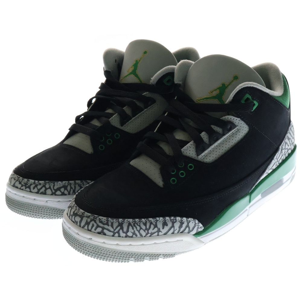 NIKE(ナイキ) AIR JORDAN 3 RETRO Pine Green エアジョーダン レトロ パイングリーン ミッドカットスニーカー ブラック/グリーンUS8/26cm CT8532-035
