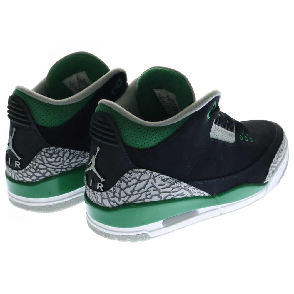 NIKE(ナイキ) AIR JORDAN 3 RETRO Pine Green エアジョーダン レトロ パイングリーン ミッドカットスニーカー ブラック/グリーンUS8/26cm CT8532-035