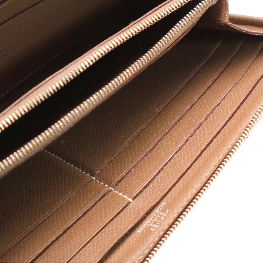 HERMES(エルメス) アザップクラシック エプソン □P刻印 シルバー金具 ラウンドファスナー レザー ロングウォレット 長財布 ブラウン