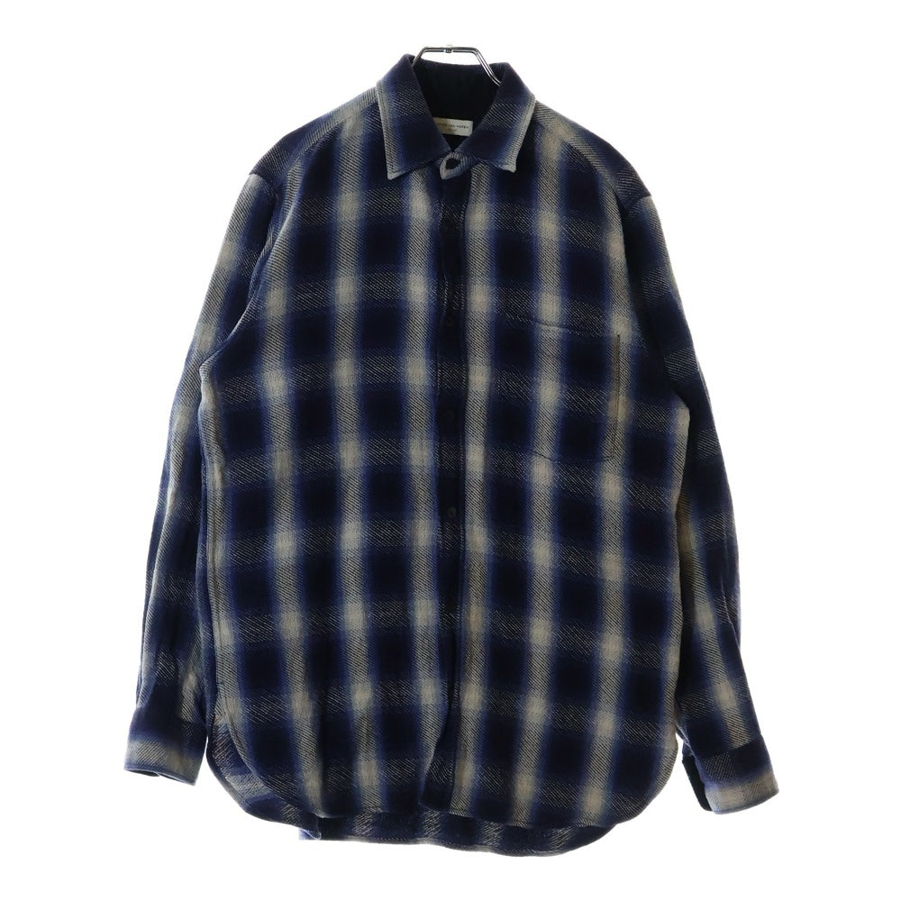 DRIES VAN NOTEN(ドリスヴァンノッテン) 21AW コットン オンブレチェック 長袖シャツ ホワイト/ブルー