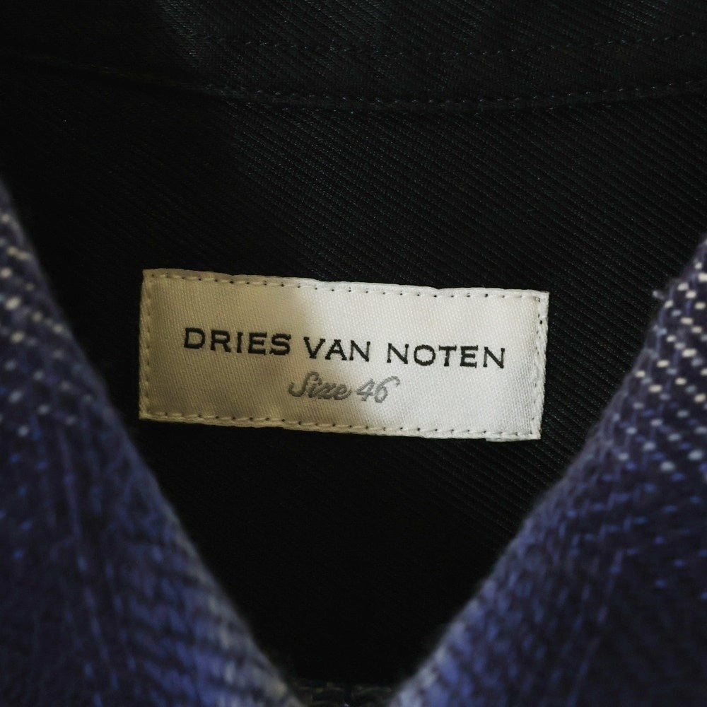 DRIES VAN NOTEN(ドリスヴァンノッテン) 21AW コットン オンブレチェック 長袖シャツ ホワイト/ブルー