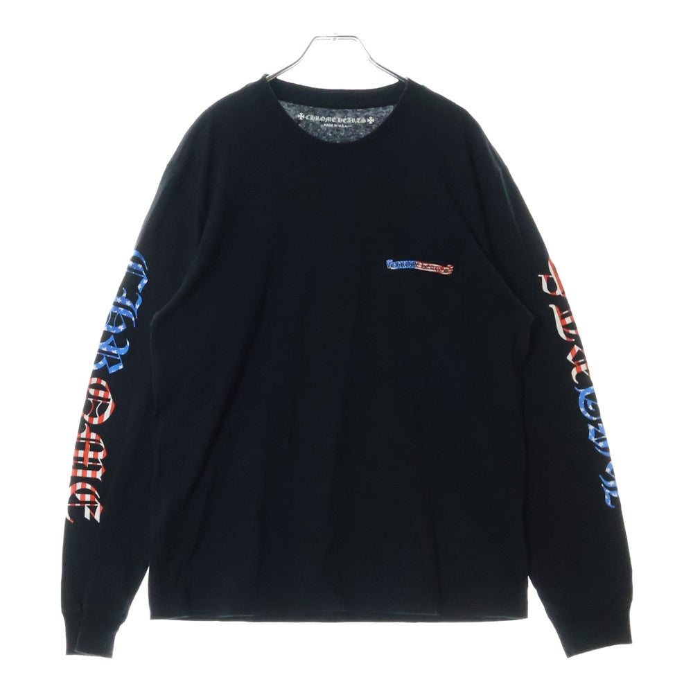 CHROME HEARTS(クロムハーツ) PPO US SCRL L/S Tee 星条旗 スクロールラベル 長袖Tシャツ ブラック