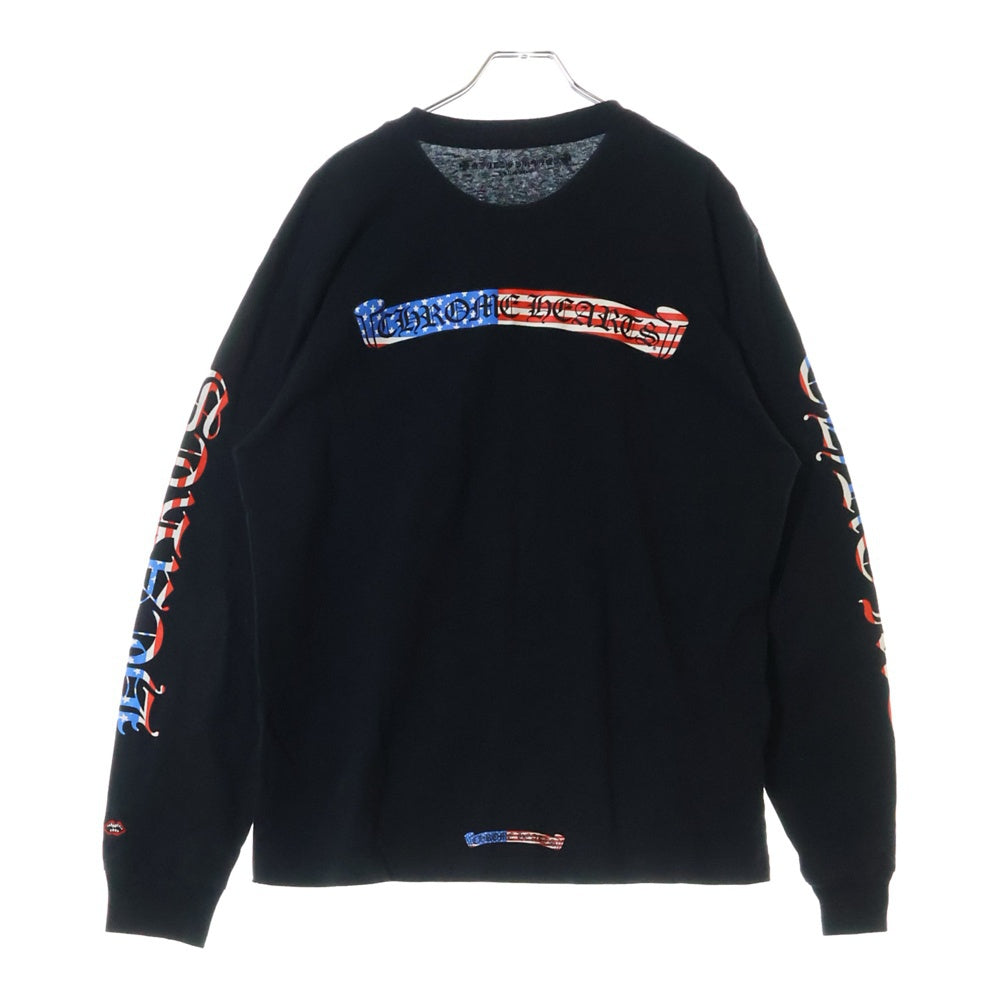 CHROME HEARTS(クロムハーツ) PPO US SCRL L/S Tee 星条旗 スクロールラベル 長袖Tシャツ ブラック