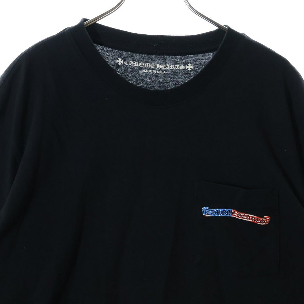 CHROME HEARTS(クロムハーツ) PPO US SCRL L/S Tee 星条旗 スクロールラベル 長袖Tシャツ ブラック
