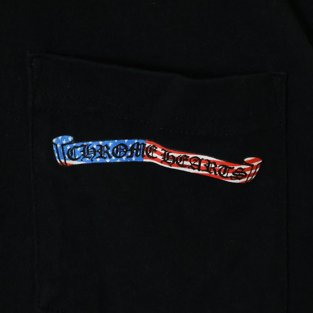 CHROME HEARTS(クロムハーツ) PPO US SCRL L/S Tee 星条旗 スクロールラベル 長袖Tシャツ ブラック
