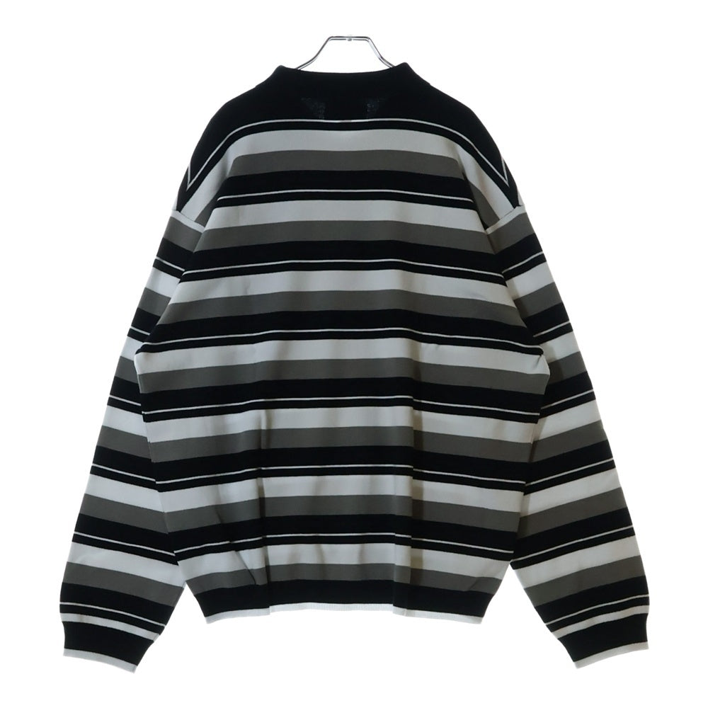 SUPREME(シュプリーム) 24AW Stripe Zip L/S Polo ストライプ ジップ ポロシャツ ブラック/ホワイト