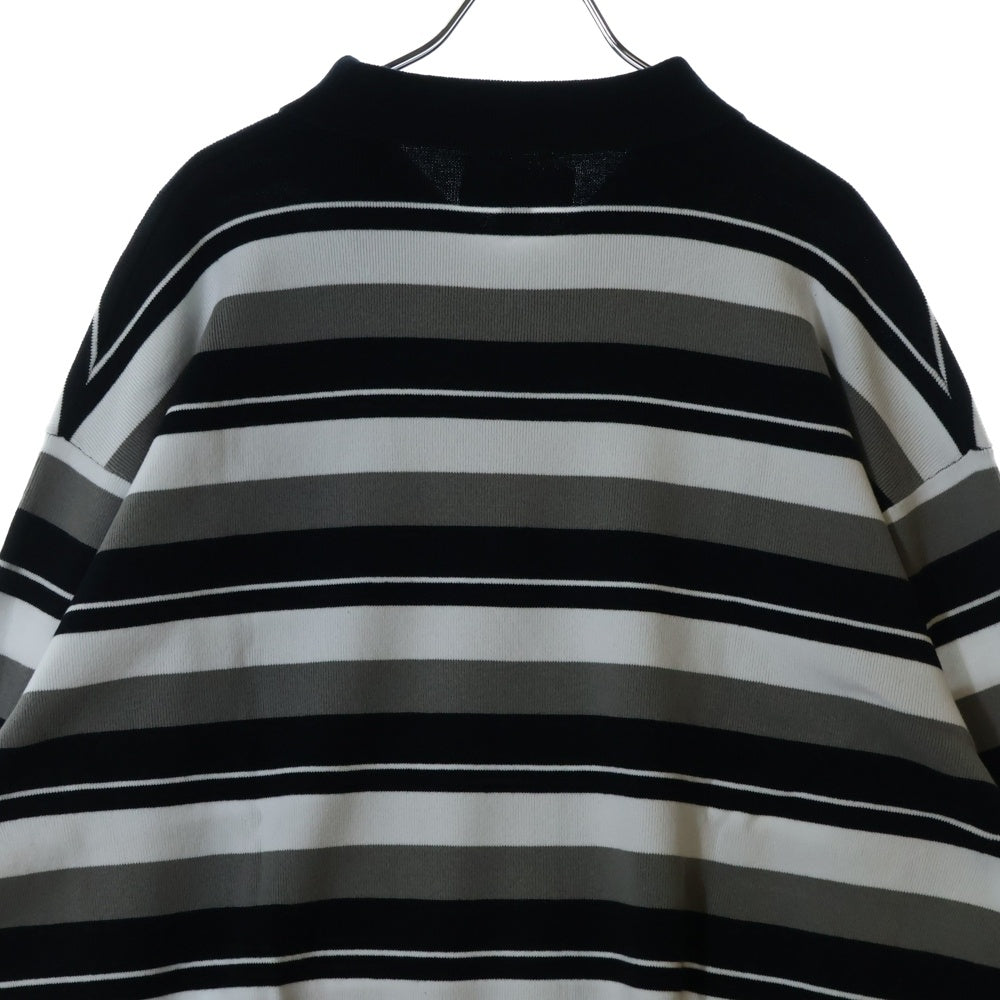 SUPREME(シュプリーム) 24AW Stripe Zip L/S Polo ストライプ ジップ ポロシャツ ブラック/ホワイト