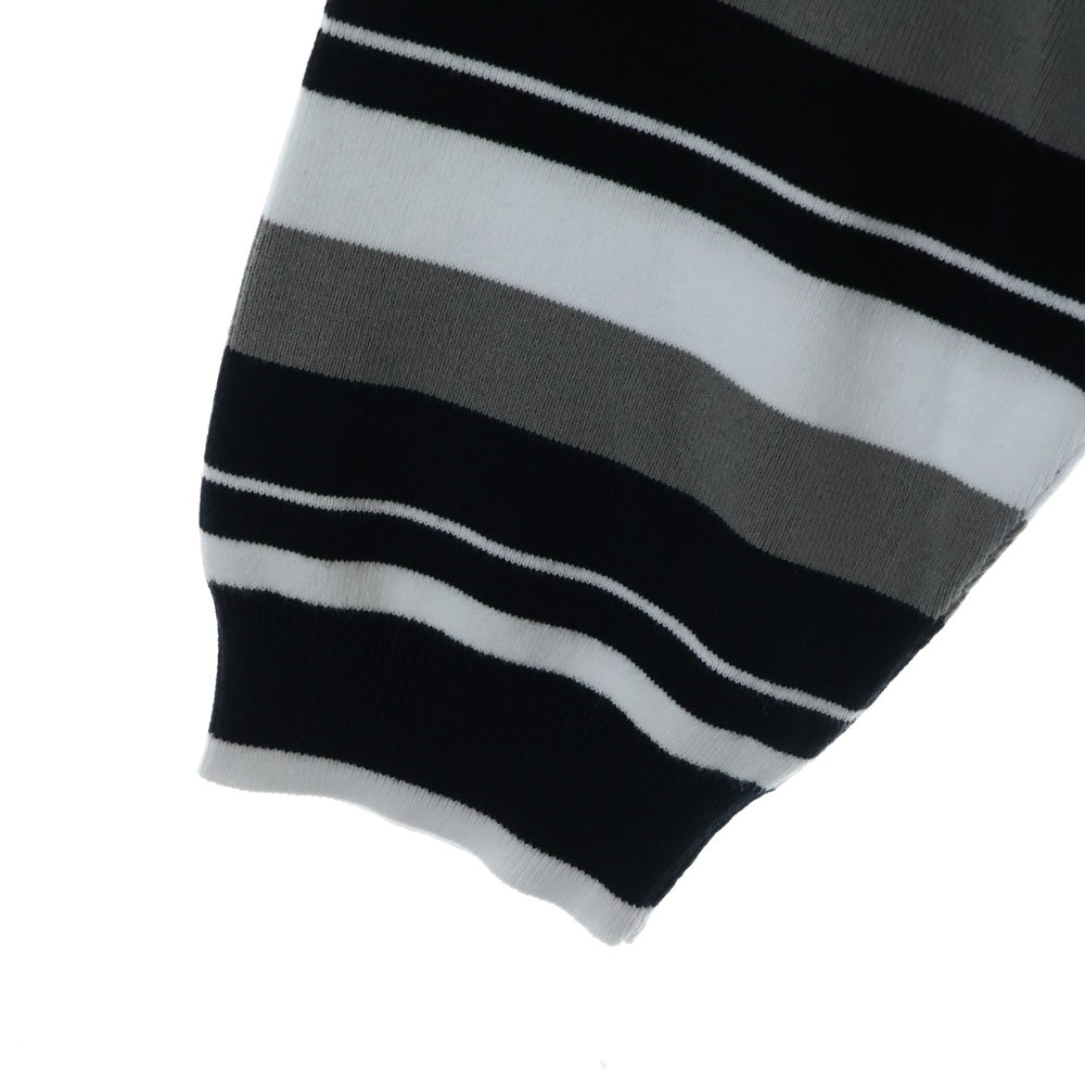 SUPREME(シュプリーム) 24AW Stripe Zip L/S Polo ストライプ ジップ ポロシャツ ブラック/ホワイト