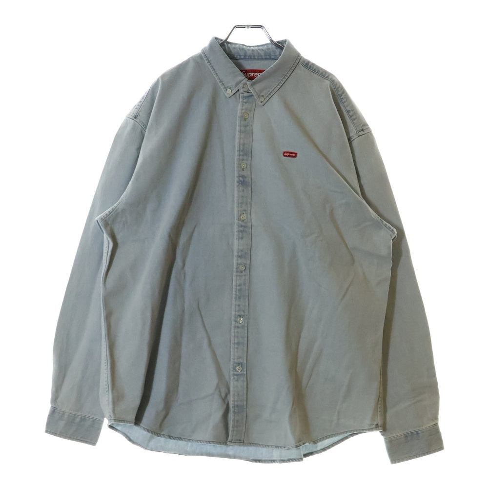 SUPREME(シュプリーム) 24SS Small Box Shirt スモールボックスロゴ ウォッシュ加工 ボタンダウン 長袖シャツ インディゴ