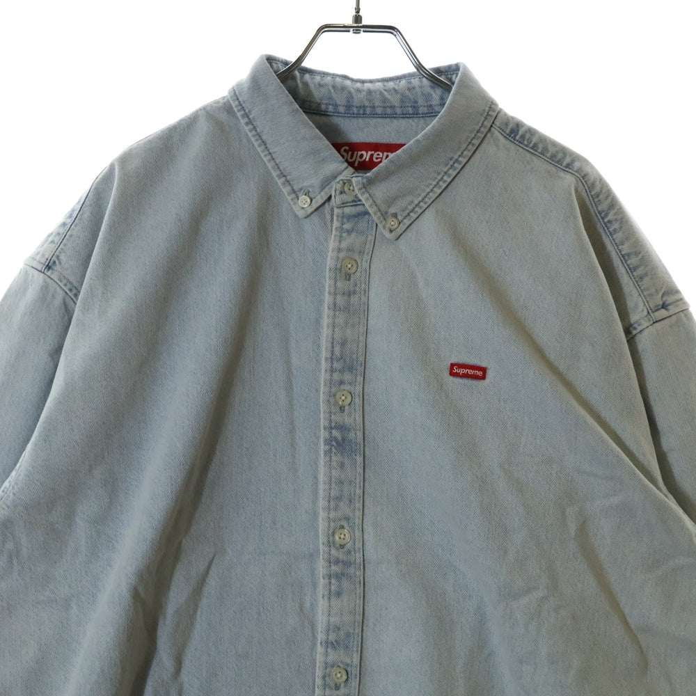 SUPREME(シュプリーム) 24SS Small Box Shirt スモールボックスロゴ ウォッシュ加工 ボタンダウン 長袖シャツ インディゴ