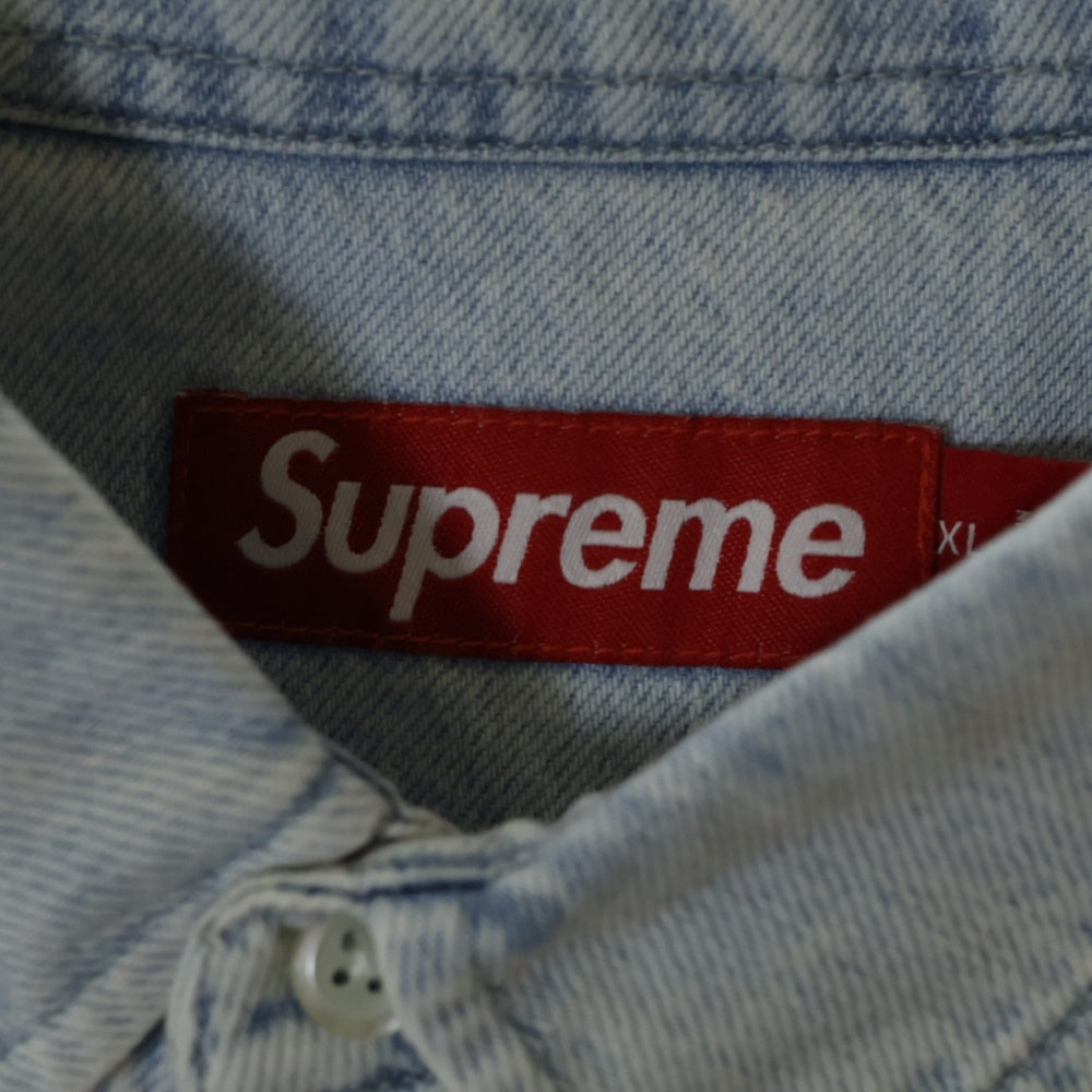 SUPREME(シュプリーム) 24SS Small Box Shirt スモールボックスロゴ ウォッシュ加工 ボタンダウン 長袖シャツ インディゴ