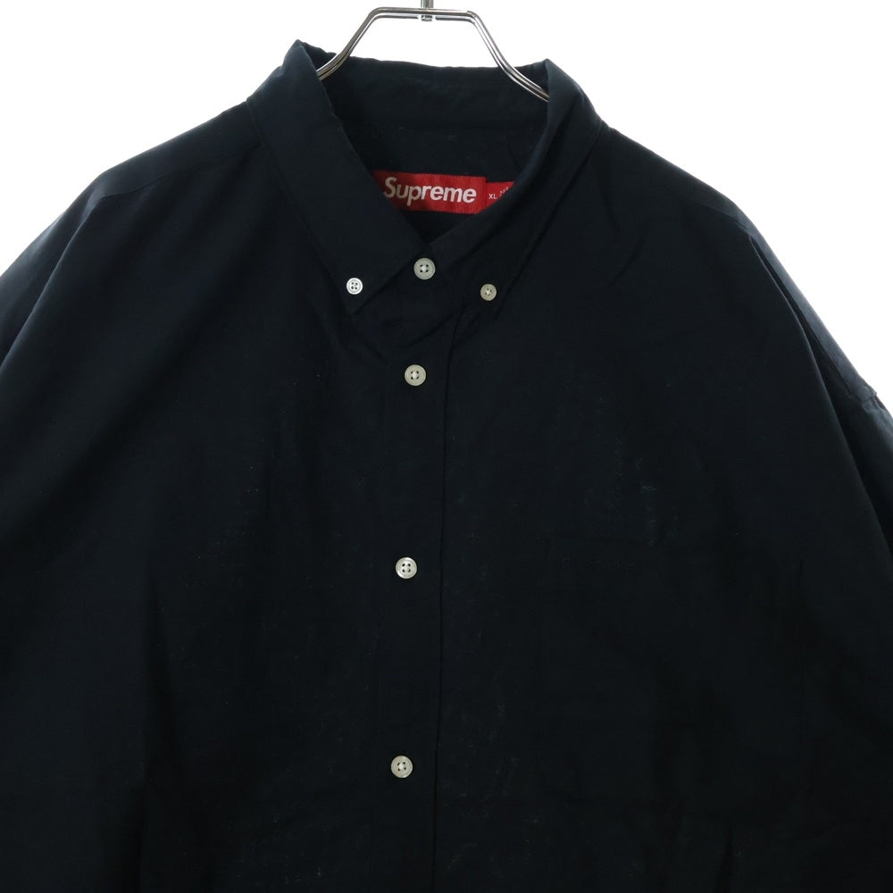 SUPREME(シュプリーム) 24SS Loose Fit S/S Oxford shirt フロントエンブロイダリー ルーズフィット オックスフォード 長袖シャツ ブラック