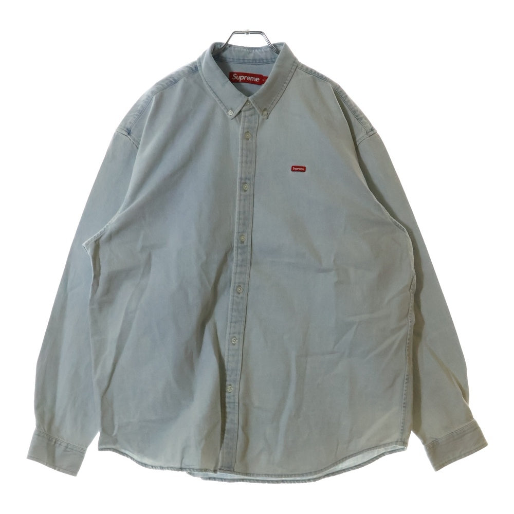 SUPREME(シュプリーム) 24AW Small Box Shirt スモールボックスロゴ ウォッシュ加工 ボタンダウン 長袖シャツ インディゴ