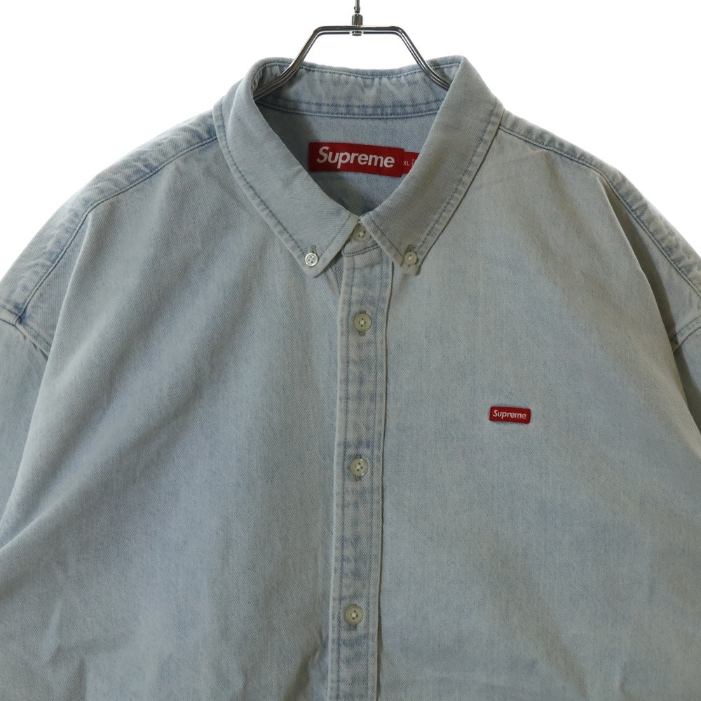 SUPREME(シュプリーム) 24AW Small Box Shirt スモールボックスロゴ ウォッシュ加工 ボタンダウン 長袖シャツ インディゴ