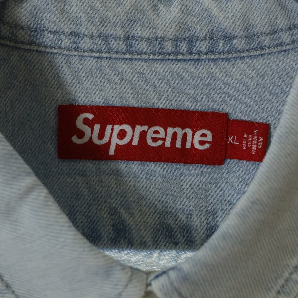 SUPREME(シュプリーム) 24AW Small Box Shirt スモールボックスロゴ ウォッシュ加工 ボタンダウン 長袖シャツ インディゴ