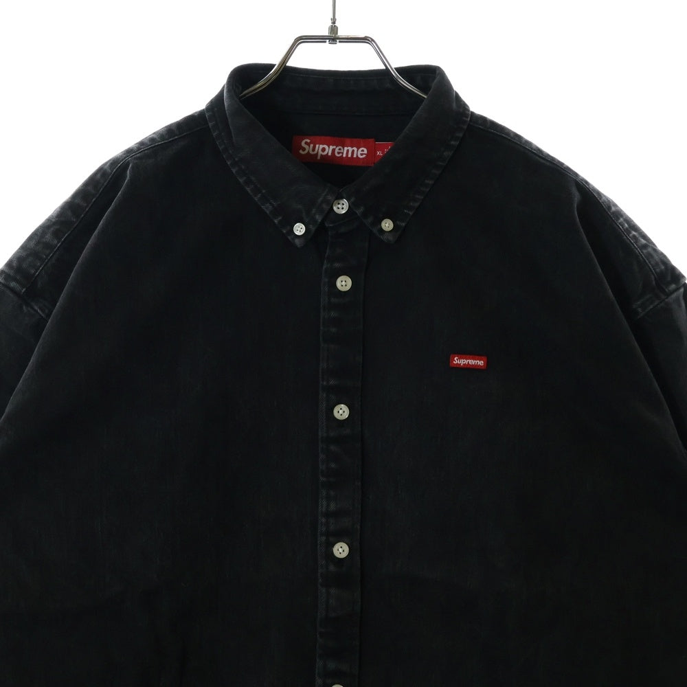 SUPREME(シュプリーム) 24SS Small Box Shirt スモールボックスロゴ ボタンダウン ウォッシュ加工 長袖シャツ ブラック