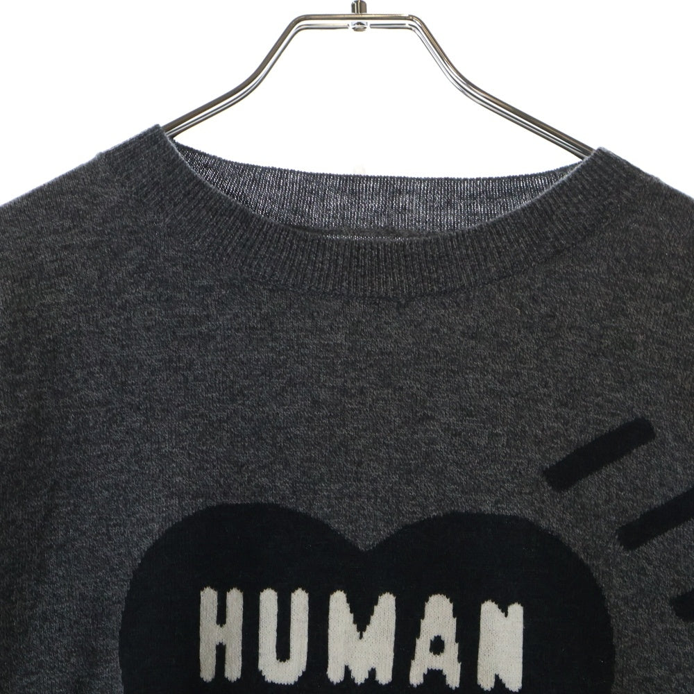 HUMAN MADE(ヒューマンメイド) 22AW HEART L/S KNIT SWEATER ハートロゴ コットン ウール ニット セーター グレー