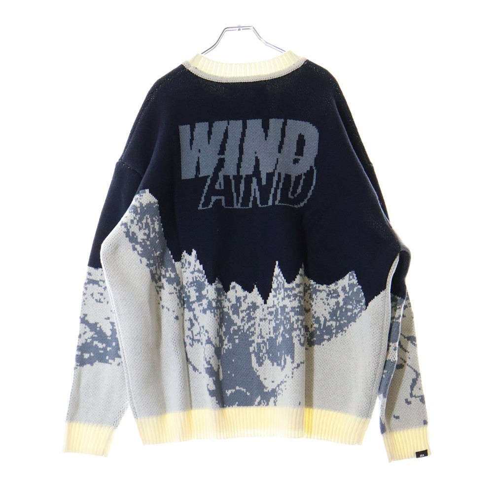 WIND AND SEA(ウィンダンシー) MT SNOW SWEATER マウンテンジャガード 雪山 クルーネック アクリルニットセーター ネイビー/ホワイト WDS-O-WKN-23-Q2-KN-04