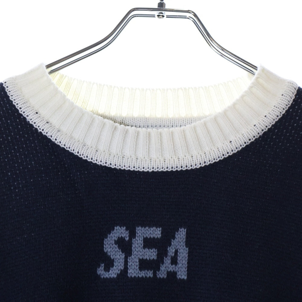WIND AND SEA(ウィンダンシー) MT SNOW SWEATER マウンテンジャガード 雪山 クルーネック アクリルニットセーター ネイビー/ホワイト WDS-O-WKN-23-Q2-KN-04