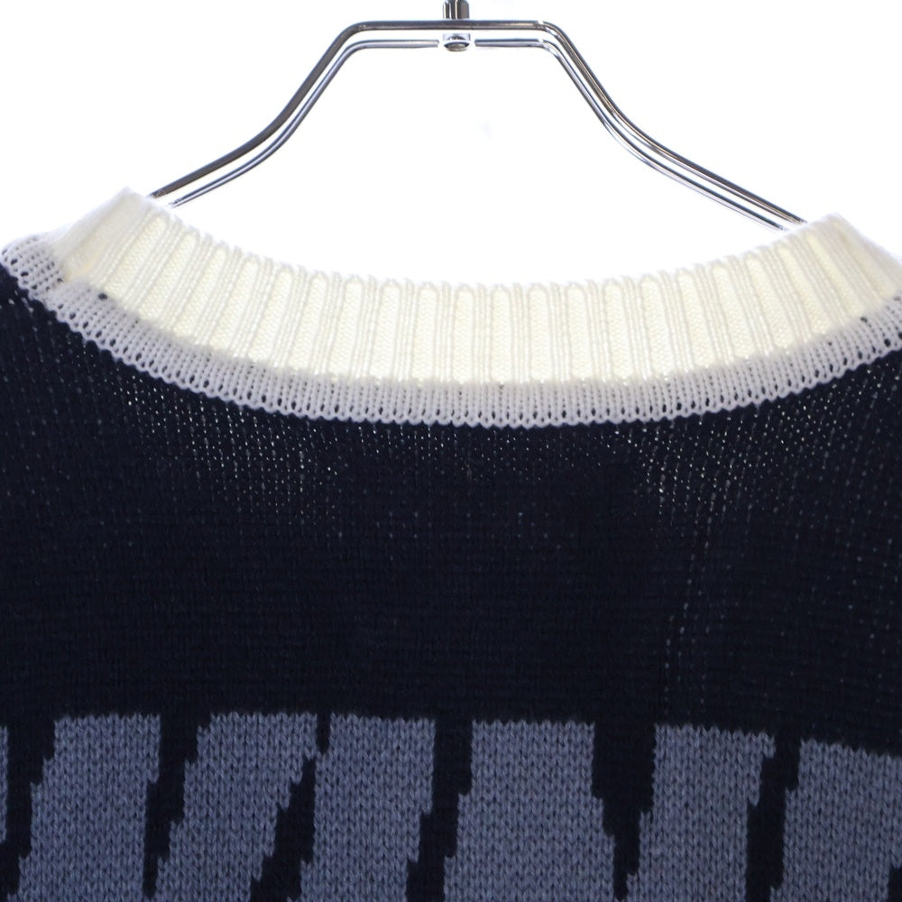 WIND AND SEA(ウィンダンシー) MT SNOW SWEATER マウンテンジャガード 雪山 クルーネック アクリルニットセーター ネイビー/ホワイト WDS-O-WKN-23-Q2-KN-04