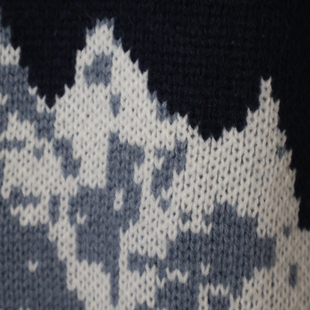 WIND AND SEA(ウィンダンシー) MT SNOW SWEATER マウンテンジャガード 雪山 クルーネック アクリルニットセーター ネイビー/ホワイト WDS-O-WKN-23-Q2-KN-04