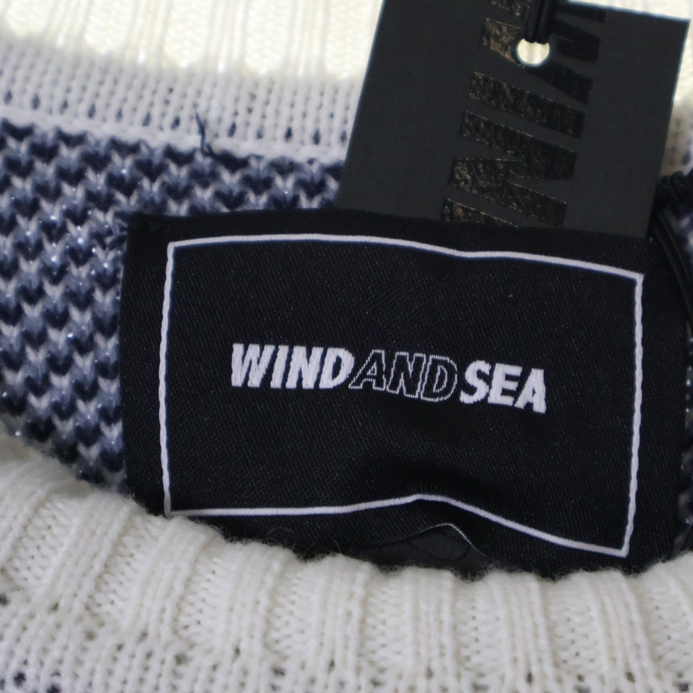 WIND AND SEA(ウィンダンシー) MT SNOW SWEATER マウンテンジャガード 雪山 クルーネック アクリルニットセーター ネイビー/ホワイト WDS-O-WKN-23-Q2-KN-04