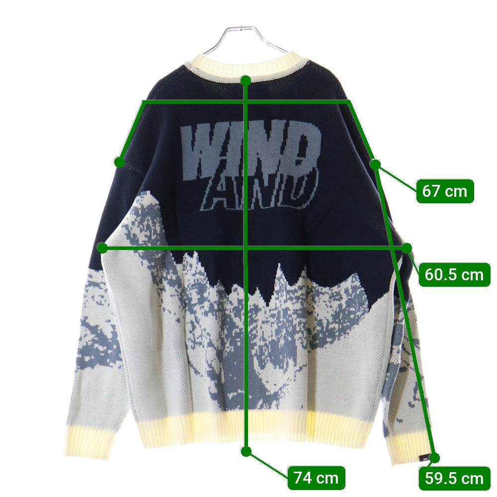 WIND AND SEA(ウィンダンシー) MT SNOW SWEATER マウンテンジャガード 雪山 クルーネック アクリルニットセーター ネイビー/ホワイト WDS-O-WKN-23-Q2-KN-04