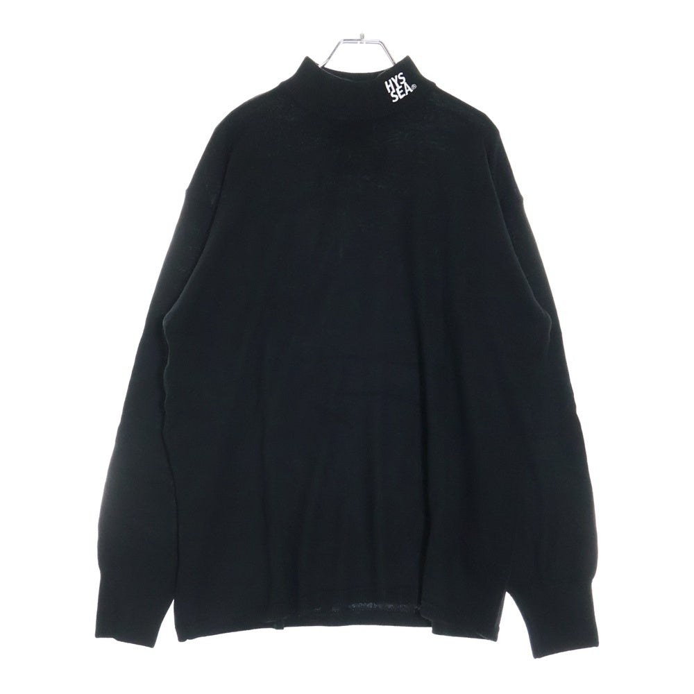 WIND AND SEA(ウィンダンシー) ×HYSTERIC GLAMOUR MOCK NECK SHIRT ヒステリックグラマー カラーエンブロイダリー モックネック ニットセーター ブラック WDS-C-HYS-23-AP-Q1-12