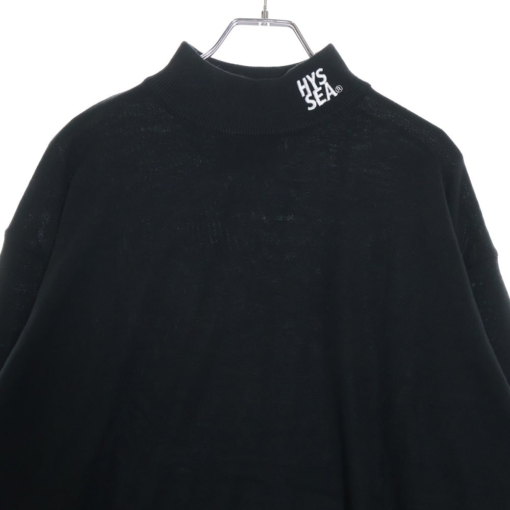 WIND AND SEA(ウィンダンシー) ×HYSTERIC GLAMOUR MOCK NECK SHIRT ヒステリックグラマー カラーエンブロイダリー モックネック ニットセーター ブラック WDS-C-HYS-23-AP-Q1-12