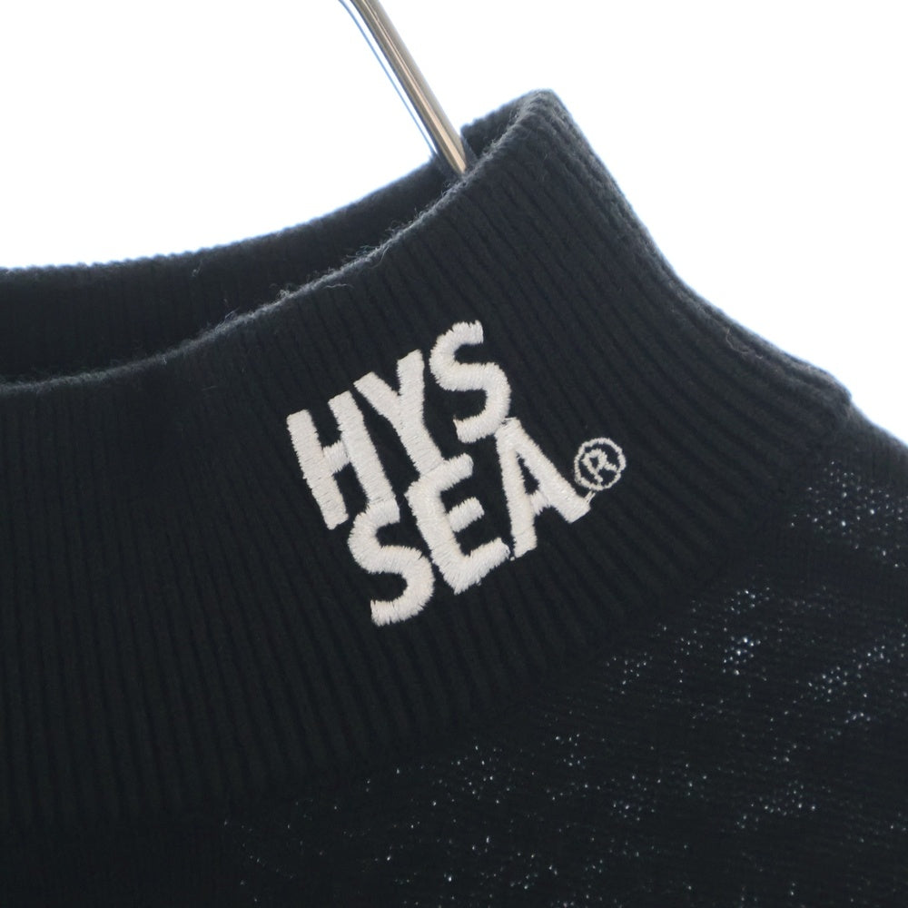 WIND AND SEA(ウィンダンシー) ×HYSTERIC GLAMOUR MOCK NECK SHIRT ヒステリックグラマー カラーエンブロイダリー モックネック ニットセーター ブラック WDS-C-HYS-23-AP-Q1-12