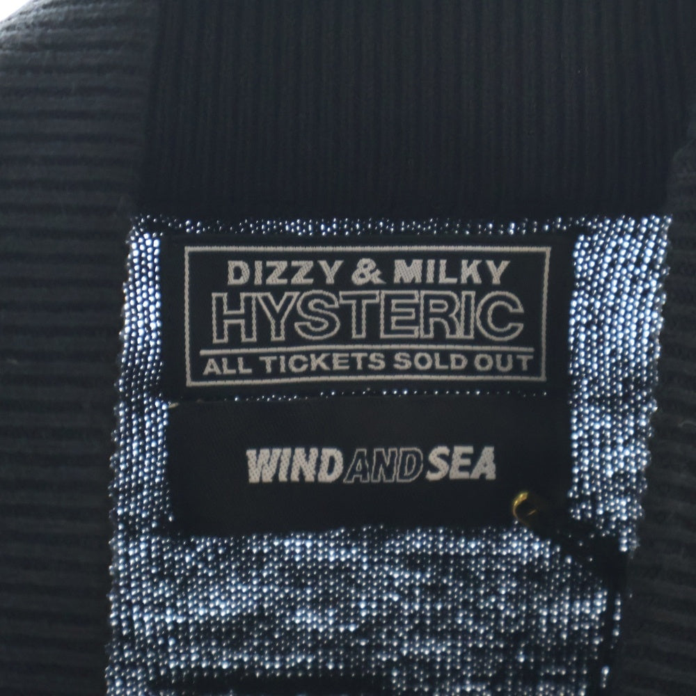 WIND AND SEA(ウィンダンシー) ×HYSTERIC GLAMOUR MOCK NECK SHIRT ヒステリックグラマー カラーエンブロイダリー モックネック ニットセーター ブラック WDS-C-HYS-23-AP-Q1-12