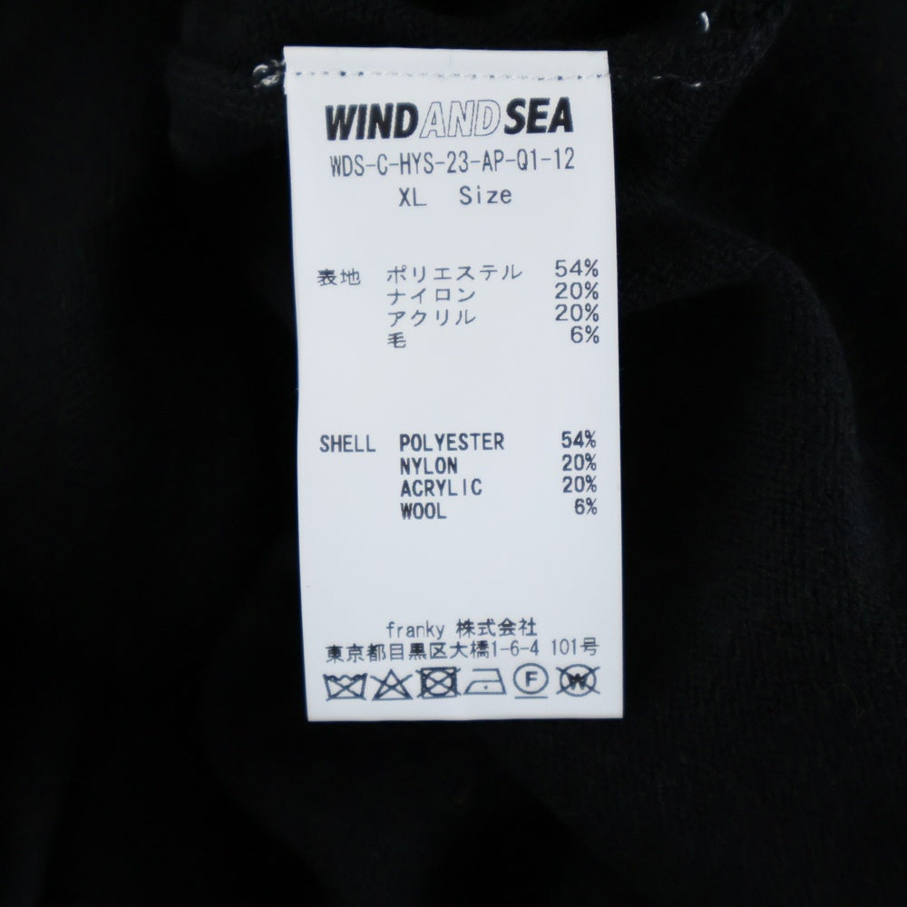 WIND AND SEA(ウィンダンシー) ×HYSTERIC GLAMOUR MOCK NECK SHIRT ヒステリックグラマー カラーエンブロイダリー モックネック ニットセーター ブラック WDS-C-HYS-23-AP-Q1-12