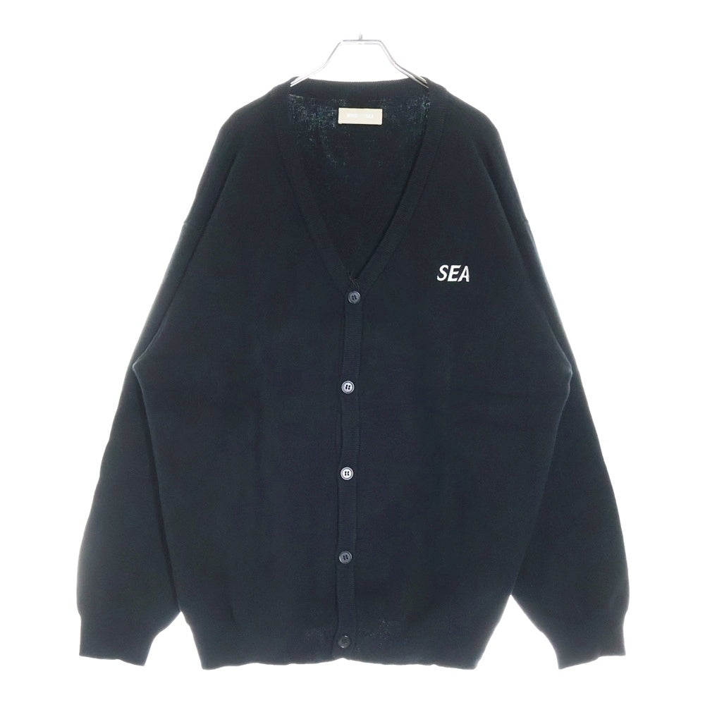 WIND AND SEA(ウィンダンシー) COTTON CASHMERE KNIT コットンカシミア フロントロゴ刺繍 ニットカーディガン ブラック WDS-O-ESSC-24-Q2-KN-02
