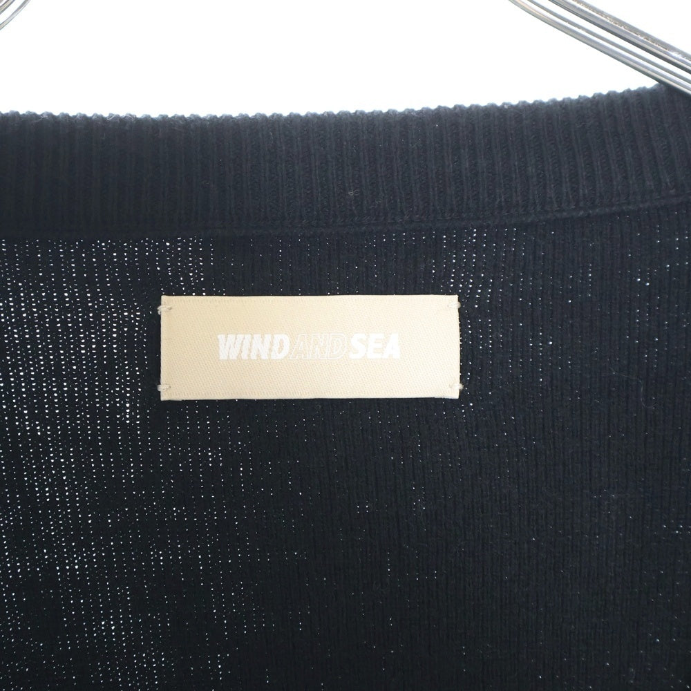 WIND AND SEA(ウィンダンシー) COTTON CASHMERE KNIT コットンカシミア フロントロゴ刺繍 ニットカーディガン ブラック WDS-O-ESSC-24-Q2-KN-02