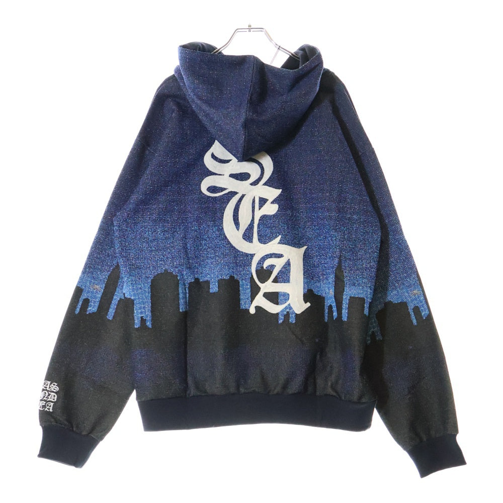 WIND AND SEA(ウィンダンシー) ×NAS GRAPHIC PARKA ナズ グラフィック プルオーバーパーカー ニットフーディ ブルー WDS-C-NAS-24-Q1-CS-01