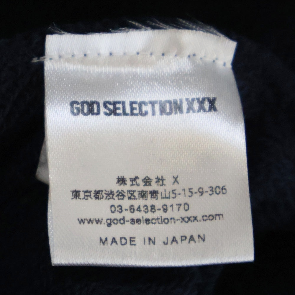 GOD SELECTION XXX(ゴッドセレクショントリプルエックス) 21AW×WIND AND SEA ロゴプリント クルーネックスウェット トレーナー ネイビー/イエロー GX-A21-WSCS-05