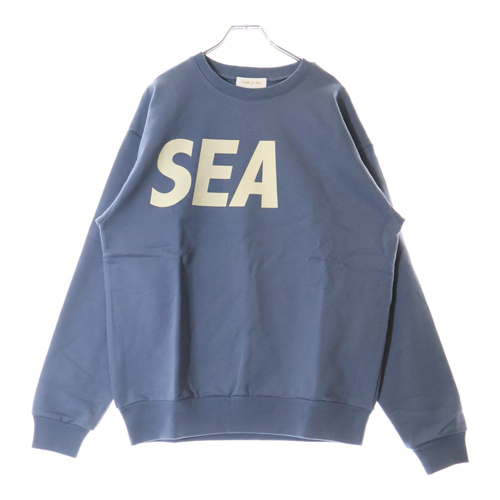 WIND AND SEA(ウィンダンシー) SEA CREW NECK フロントロゴプリント クルーネックスウェット トレーナー ブルー WDS-O-SEA-23-Q2-CS-01