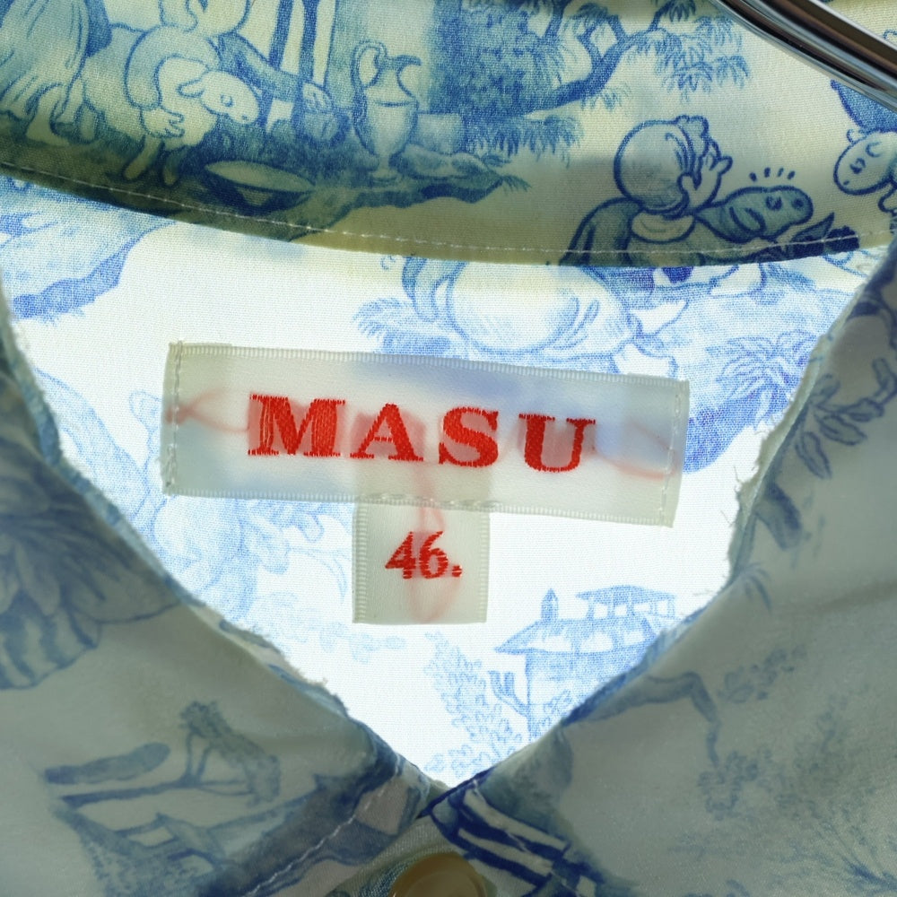 MASU(エムエーエスユー) 23AW COMIC TOILE DE JOUY FRILL SHIRTS コミック トワル デロングスリーブ 長袖フリルシャツ ライトブルー MFFW-SH0423
