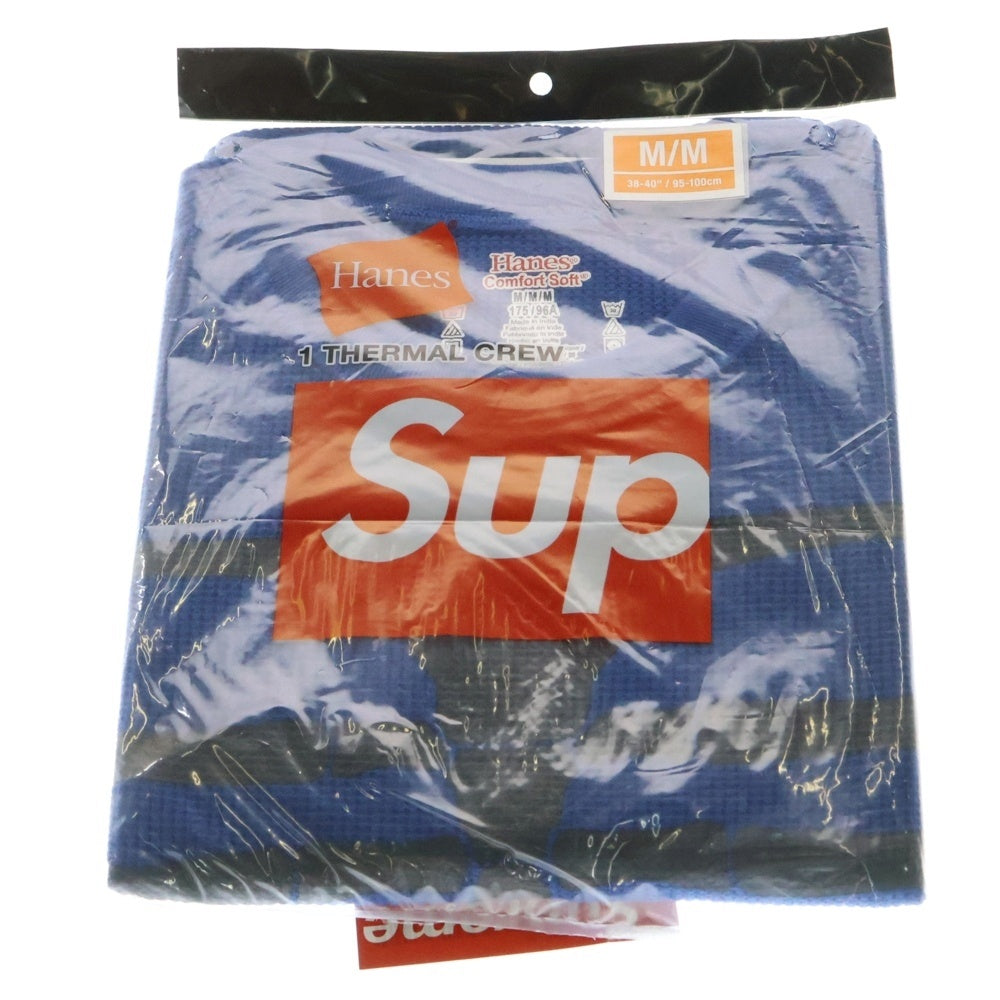 SUPREME(シュプリーム) 23AW ×Hanes Bones Thermal Crew ヘインズ ボーンプリント クルーネック サーマル ロングスリーブ 長袖Tシャツ カットソー ブルー