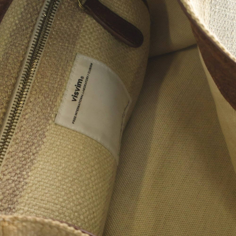 VISVIM(ヴィスヴィム) 麻 ボーダー トートバッグ ベージュ