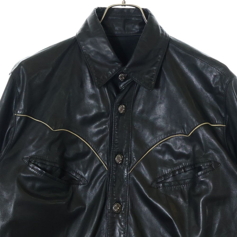 CHROME HEARTS(クロムハーツ) WESTN レザーウエスタン 長袖シャツ ブラック