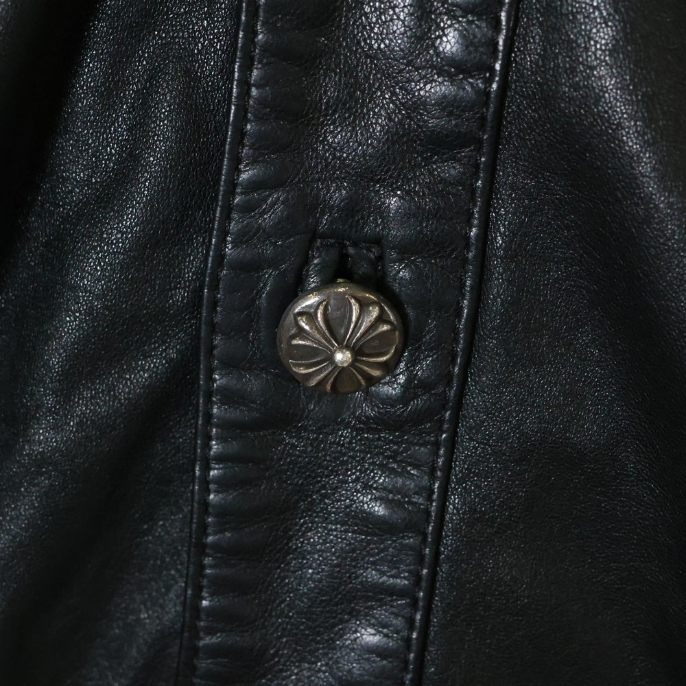 CHROME HEARTS(クロムハーツ) WESTN レザーウエスタン 長袖シャツ ブラック