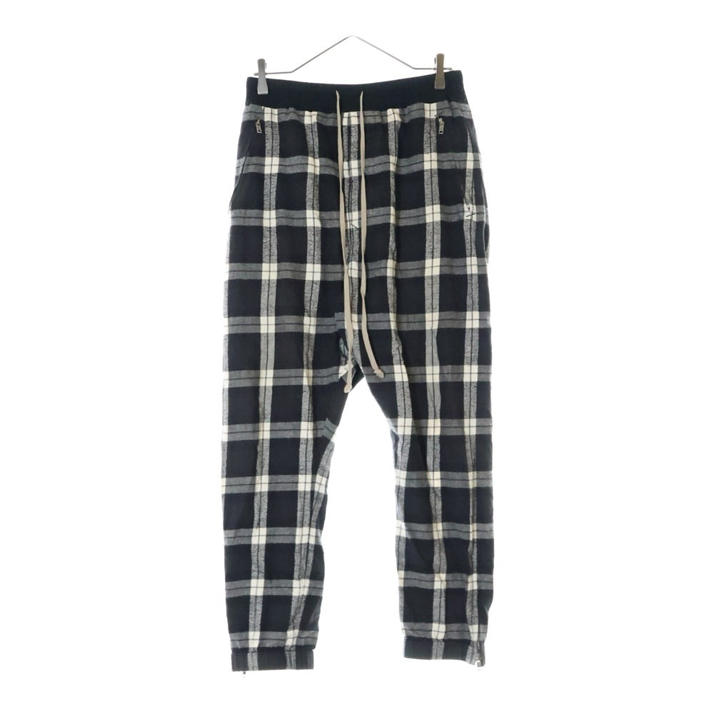 Rick Owens(リックオウエンス) 19SS DRAWSTRING TRACK PANTS チェック トラックパンツ ブラック RU19S2388-CP