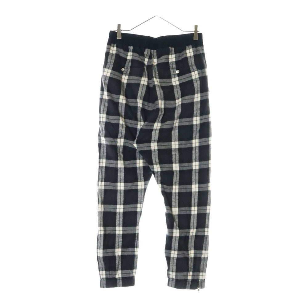 Rick Owens(リックオウエンス) 19SS DRAWSTRING TRACK PANTS チェック トラックパンツ ブラック RU19S2388-CP
