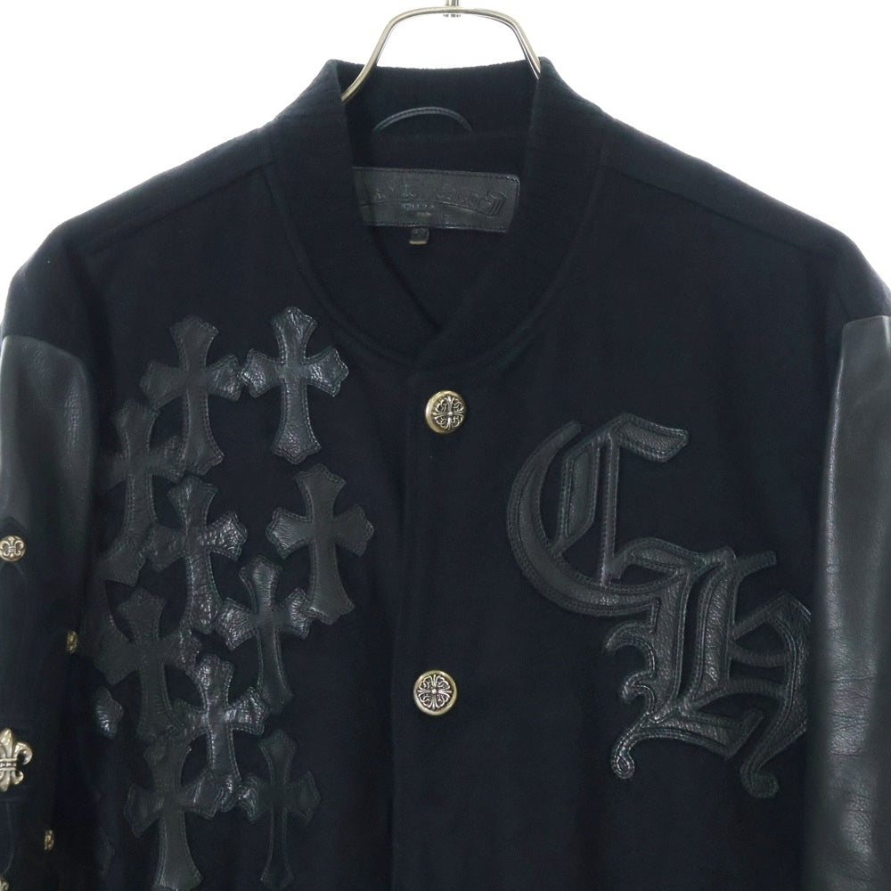 CHROME HEARTS(クロムハーツ) LETTERMAN レターマン CHマルチレザーパッチレザースリーブブルゾン ジャケット ブラック/シルバー