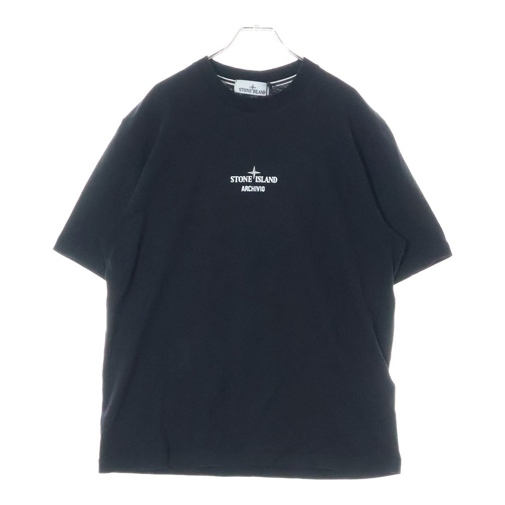 STONE ISLAND(ストーンアイランド) 25SS ロゴプリント クルーネック 半袖Tシャツカットソー ブラック K1S152100037 S0091