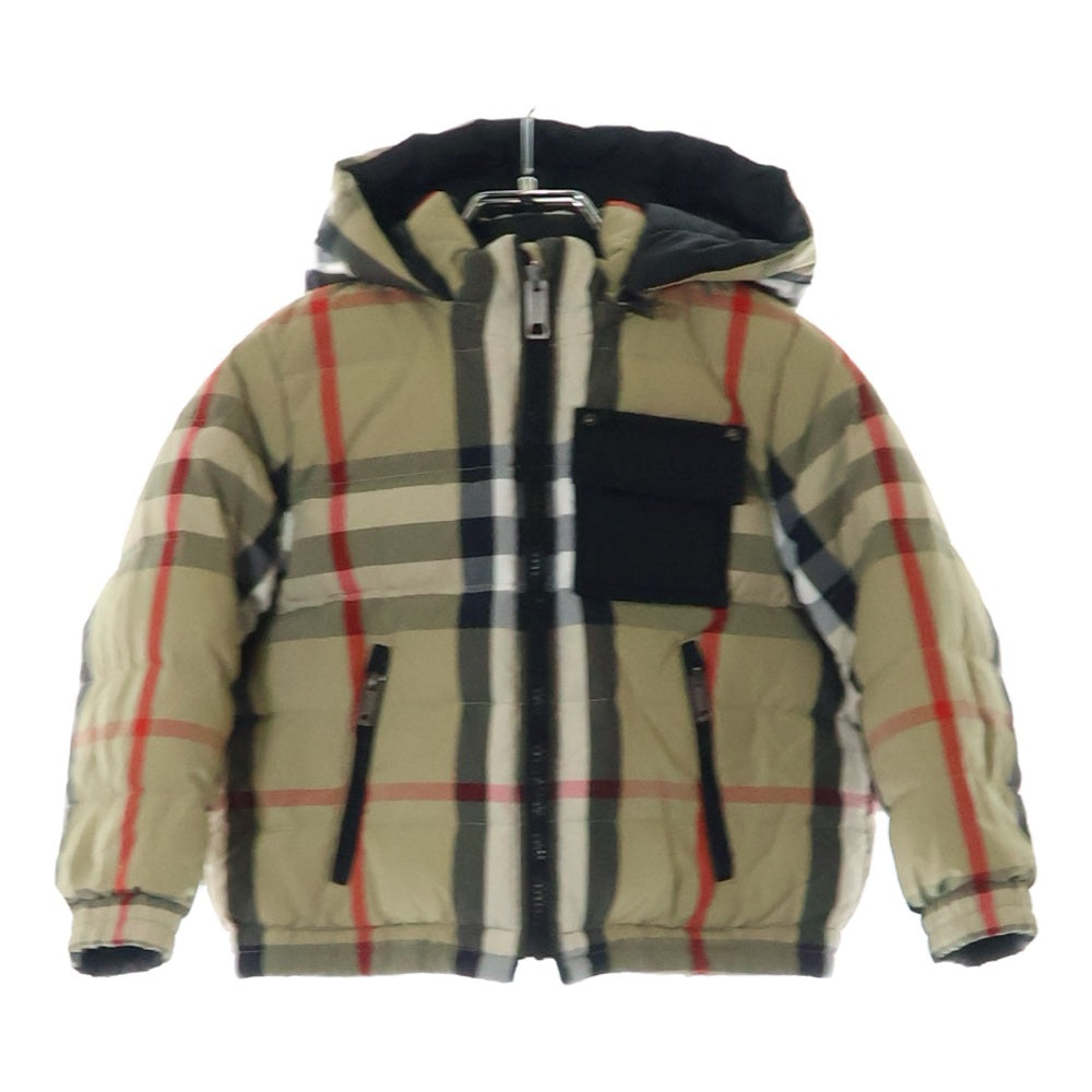 BURBERRY(バーバリー) ハウスチェック ナイロン リバーシブル ダウンジャケット ベージュ/ブラック キッズ 8046023