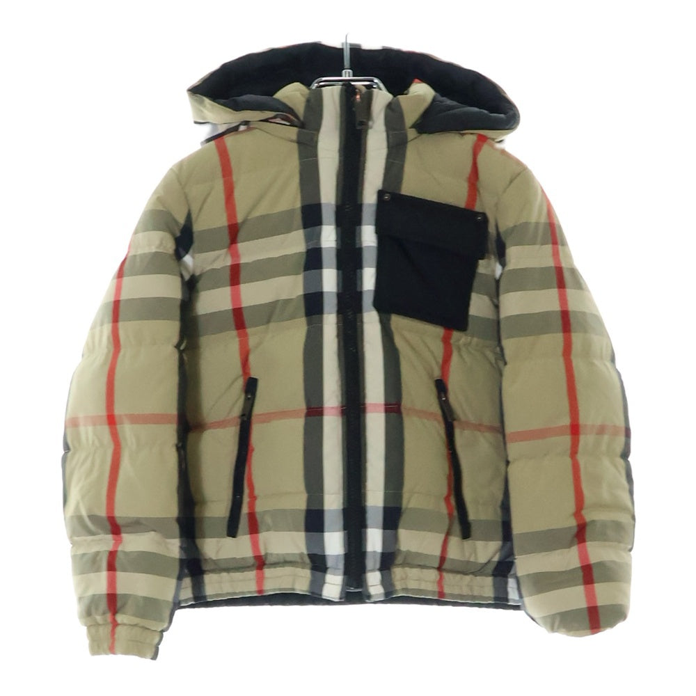 BURBERRY(バーバリー) ハウスチェック ナイロン リバーシブル ダウンジャケット ベージュ/ブラック キッズ 8046023