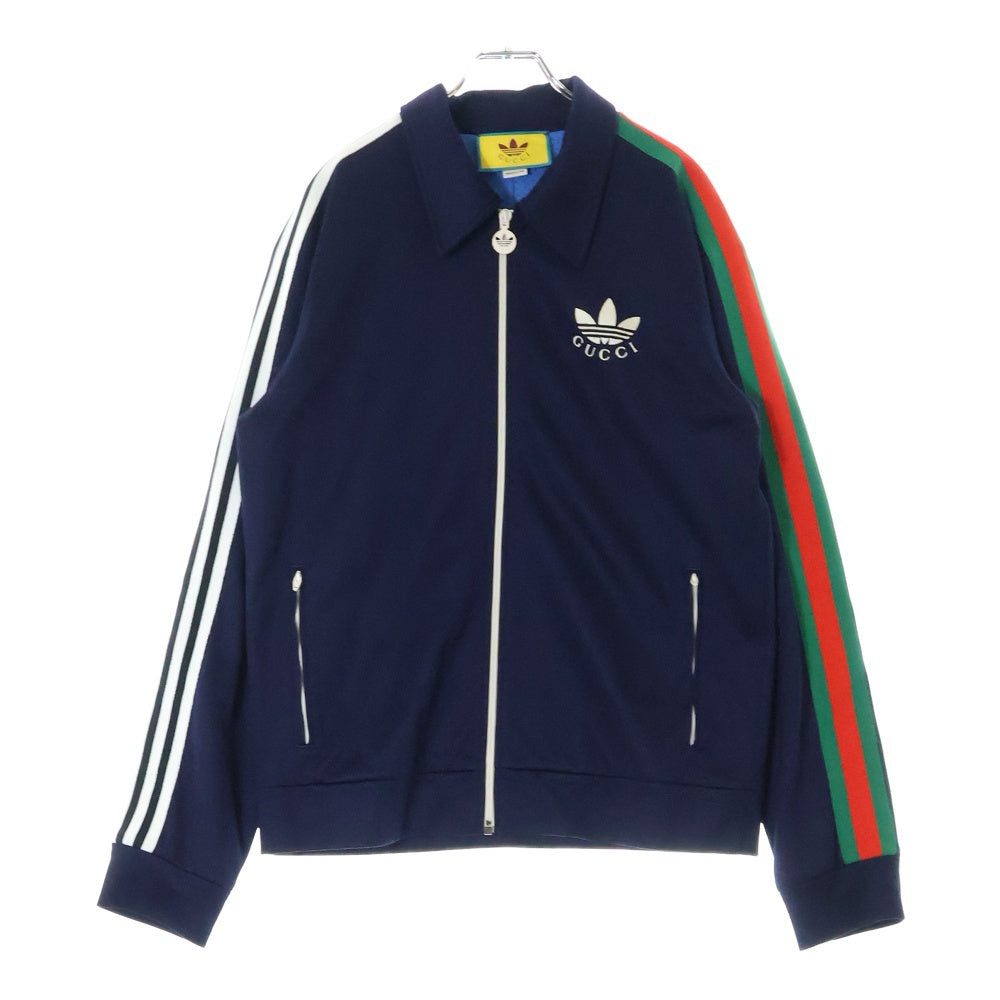 GUCCI(グッチ) 23SS ×adidas アディダス トレフォイル ロゴ刺繍 シェリーライン トラックジャケット ネイビー 692112